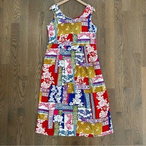 Jams World Vintage Sleeveless Hawaiian Print Patchwork Maxi Dress Size Medium